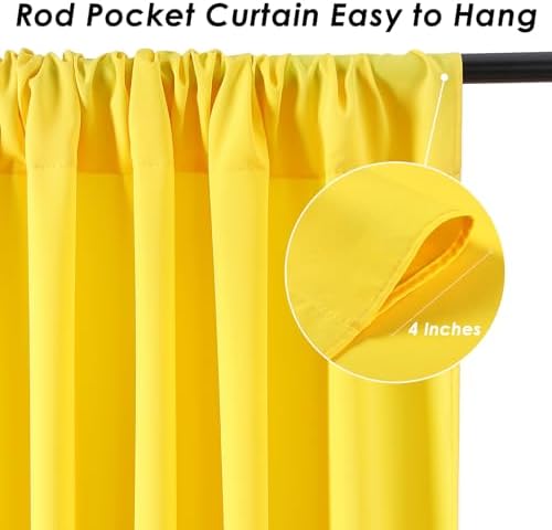 Yellow Backdrop Curtains 30ftx10ft Birthday Polyester Photo Drapes - Image 6