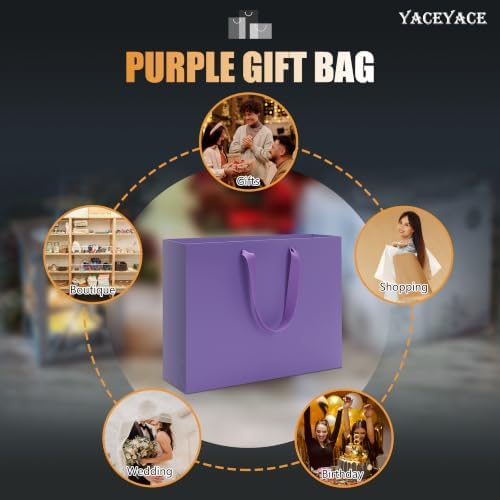 YACEYACE Purple Gift Bags Bulk, 20 Pack Purple Gift Bags with Handles - Image 7