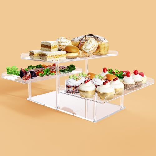 Bakzon 3 Pack Dessert Table Display Set, Acrylic Cupcake Buffet Dessert Risers Stands, Tier Serving Trays Holder for Weddings Baby Shower Tea Party - Image 2