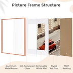 FLYJOE 16x16 Metal Square Picture Frame For Wall With Mat For 12x12, 16''x16'' Aluminum Photo Frames With Tempered Glass, Minimalist Modern Poster Frame Horizontally Vertically, Rose Gold - Image 4