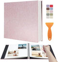 Large Photo Album Scrapbook, Holds 4x6, 8x10 Pictures, Self-Adhesive Pages for Baby, Wedding, Travel & Family Memories, Includes Metallic Pen & Scraper, Light Pink DIY Memory Book for Gifts by HoneyTolly