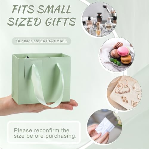 Zhanmai 4.7 x 2.4 x 3.9 Inch 100 Pcs Mini Gift Bags Bulk, Sage Green - Image 4