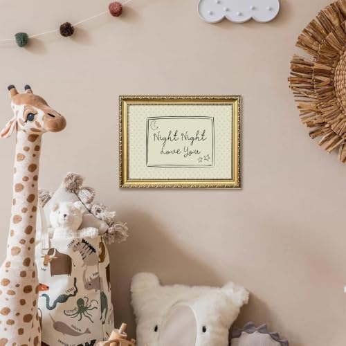 Vintage Gold Framed Wall Art Cute Night Night Love You Quote Wall Decor Picture Mid Century Modern Sign Poster Canvas Painting Print for Bedroom Living Kid Room 12x16 inch - Image 5