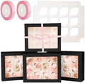 qiqee Auto-pop Up Cupcake Boxes with Window Black 40PCS 12 Count Cupcake Box 13"x10"x3.5" Cupcakes Carrier, 12 Cupcake Containers with 2 rolls of pink ribbons by Qiqee