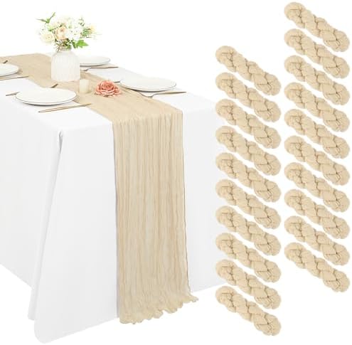 20 Pack Cheesecloth Table Runner 17 x 108 Inch, Beige by REWOMC