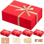 Red Christmas Gift Box with Magnetic Lid for Presents, 13.85"x8.35"x4.45" by Lifelum