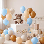 VercanMonth 28in Extra Large Baby Shower Box with Big Bear Foil Balloon and 12in Blue Brown Gold Balloon Set Jumbo Giant Gift Box Decoration Kit with Baby Stickers - Image 6