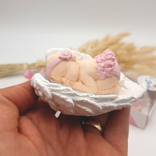 Baby Shower Favor, Set of Stone Angel with Wing Baby Favor Magnet, Baptism Return giveaways Pink White Blue Girl Boy Favor Magnets, Gender Reveal, Communion Gifts (White Wing Pink Baby, Set of 20) - Image 7