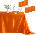 6 Pack Satin Table Cover Rectangle, 60 x 120 Inches, Orange by Counfeisly