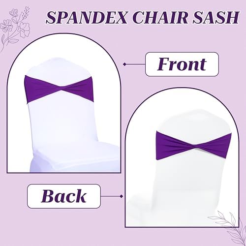Pack of 125 Spandex Chair Sashes without Slider Buckles – Cadbury Purple - Image 4