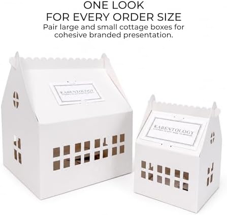 20 Pcs Large Cottage House Cookie Boxes with Window & Business Card Holder, White 7 x 7 x 8.5 in Gable Bakery Gift Boxes for 2 Dozen Cookies, Treats, Desserts, Realtor Gifts & Party Favors - Image 7