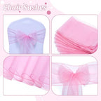 MDS Pack of 200 Organza Chair Sashes for Wedding & Event Décor – Blush Pink - Image 4