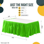 Exquisite Lime Green Table Skirt 24 Pack - Disposable Plastic Table Skirts for Rectangle Tables 6ft 8ft & Round Tables - 29in x 14ft Self-Adhesive Strip - Birthday Wedding Gender Reveal Decor - Image 4