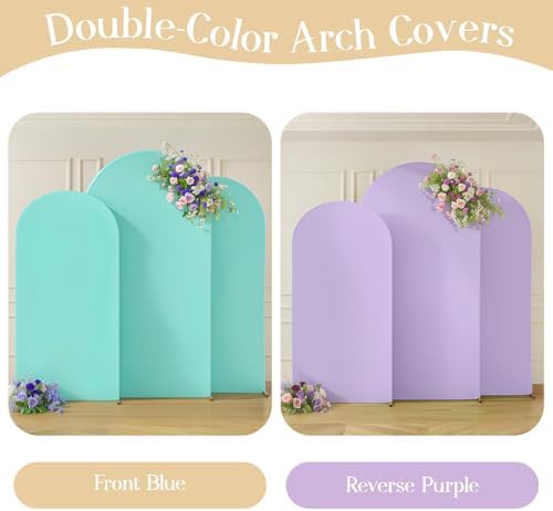 Purple Blue Arch Backdrop Covers 6.6FT 7.2FT 8FT Baby Shower Wedding Photo Bridal Shower Birthday Party Arch Covers Stretchy Backdrop Set of 3 Spandex - Image 3