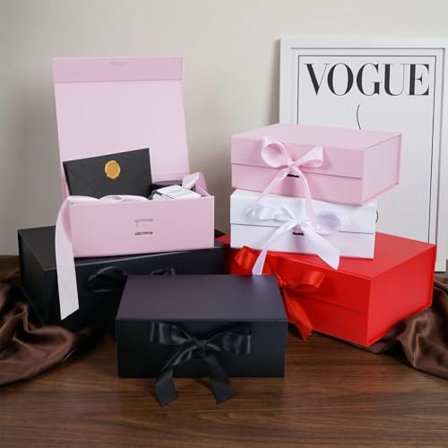 Aimyoo 5 Pack Large Pink Gift Box with Ribbon, 11.5x8.6x4.1 inch Groomsman Proposal Box for Presents with Magnetic Closure Lids, Rectangle Collapsible Luxury Box for Wedding, Christmas, Birthday - Image 7