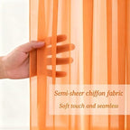 Shillance 10x10ft Orange Chiffon Backdrop Curtain with Lights String for Wedding Sheer Tulle Curtain Photo Backdrops Drapes for Baby Shower Birthday Party Ceremony Decorations - Image 3