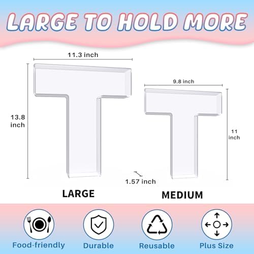 13.8" Extra Large Acrylic Letter Charcuterie Board Box, Reusable Fillable Letter Cake Candy Dish Display Serving Tray for Birthday Anniversary Party Decoration (T) - Image 2