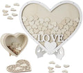 Wedding Guest Book Alternative, Drop Top Frame Sign Book with 65 Pcs Wooden Hearts, Wedding Guest Book for Anniversary, Rustic Wedding Decorations, Heart Photo Frame Display by Unknown