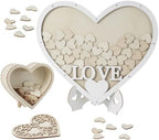 Wedding Guest Book Alternative, Drop Top Frame Sign Book with 65 Pcs Wooden Hearts, Wedding Guest Book for Anniversary, Rustic Wedding Decorations, Heart Photo Frame Display by Unknown