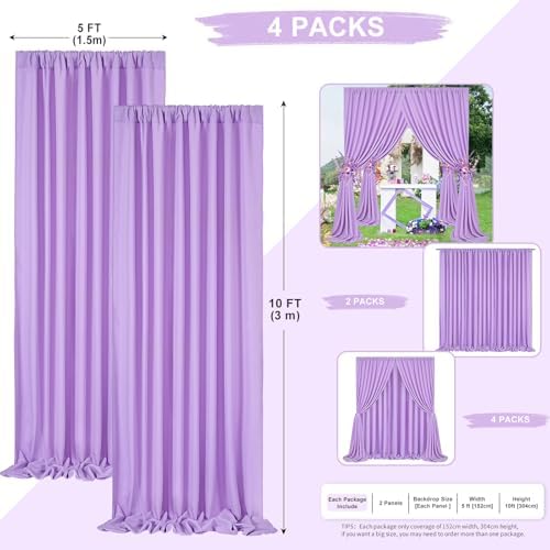 Lavender/Light Purple Backdrop Curtains 10ftx10ft Polyester Photo Drapes - Image 3