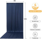20ft x 12ft Navy Blue Backdrop Curtain for Parties, Wrinkle Free 4 Panels 12ft Long Photo Backdrop Drapes Back Drop Cloth for Wedding Birthday Party Baby Shower Photography Background - Image 6