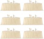 Champagne Tablecloth for 8 Foot Rectangle Tables, Ruffle Tulle Table Skirt for Rectangle Table 8ft Tables Cover Fitted Banquet Birthday Party Wedding Tablecloth Elastic Stretch by LittleFunny