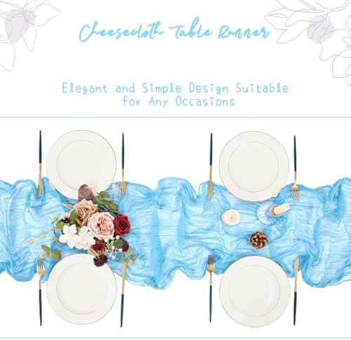 Showgeous 16 Pack Light Blue Cheesecloth Table Runner 17 x 108 Inch - Image 5