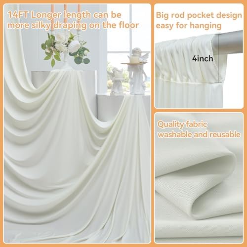 50FTx14FT Ivory Backdrop Curtains for Weddings, Birthdays and Photography - Image 2