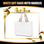 40Pcs Small White Paper Gift Bags with Ribbon - Bulk Kraft Paper Bags with Handles for Weddings, Parties - Image 2