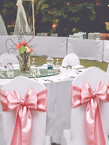 50 Pack Dusty Pink Chair Sashes, Satin Bows for Chairs for Birthday Wedding Party Gender Reveal Decor, Dusty Pink Chair Bows Sashes, Romantic Chairs Ribbons Ties - Image 4