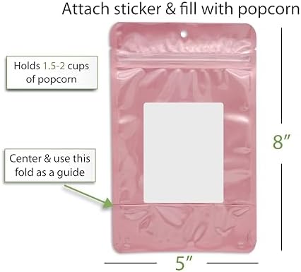 Pink Bow Baby Shower Popcorn Stickers and Bags, 30 Sets - Image 4