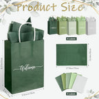 Kolldenn 50 Sets Sage Green Wedding Welcome Bags for Guests with Handles - Image 2