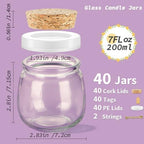 Syntic 40 Pack 7oz Small Glass Jars with Cork Lids,Mason Jars - Image 3