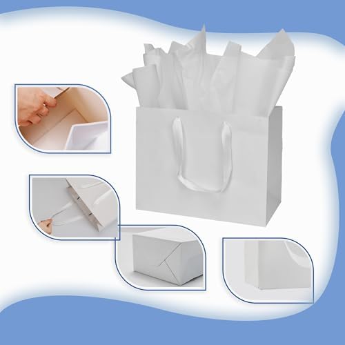 Papertide 36 Pack White Mini Gift Bags 16×6×12 inch with Tissue Paper - Image 6