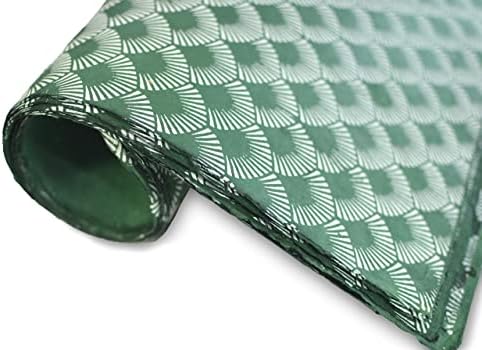 Kathmandu Valley Co. Handmade Lokta Decorative Wrapping Paper, Green Fan - Image 2
