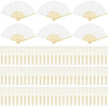 Aodaer 90 Pieces Paper Folding Fans Bamboo Handheld Fans Paper Folded Fans for Wedding Gift, Party Favors, DIY, Home Decoration, White by Aodaer