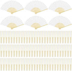 Aodaer 90 Pieces Paper Folding Fans Bamboo Handheld Fans Paper Folded Fans for Wedding Gift, Party Favors, DIY, Home Decoration, White by Aodaer