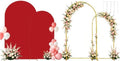 Set of 2 Metal Arch Backdrop Stands with Red Covers, 6/7.2FT by Laxwuqu