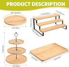 Teenyyou 5 Pcs Wood Dessert Table Display Set Cupcake Stand, Light Color - Image 2