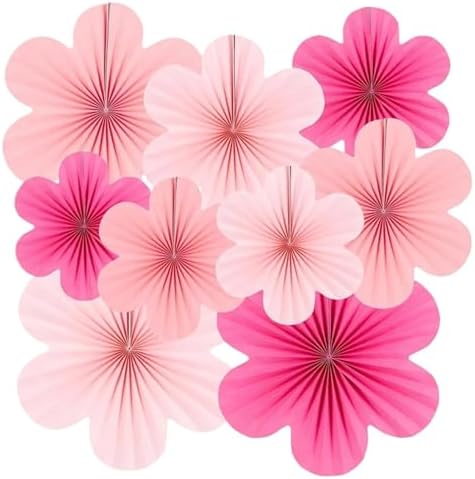 9pcs Paper Fan Flower Set for Wedding Birthday Party Decor by Unknown