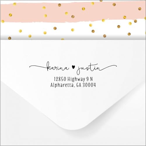 Self Ink Custom Return Address Stamp with Heart, Black Ink, Personalized Rubber Stamper for Wedding Invitations, Housewarming Gift, Engagement Gift Idea - Image 2