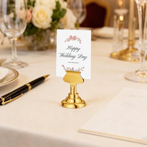 Urban Deco 24 Pieces Table Card Holder Place Card Holders 1.7 inches Gold Steel Card Holders for Photos, Food Signs, Memo Notes, Weddings, Restaurants, Birthday(Gold 24PK) - Image 6