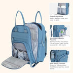 BabbleRoo Diaper Bag Backpack - Baby Essentials Travel Tote - Multi function Water Resistant Diaper Bag, Travel Essentials Baby Bag with Changing Pad, Stroller Straps & Pacifier Case - Light Blue - Image 5