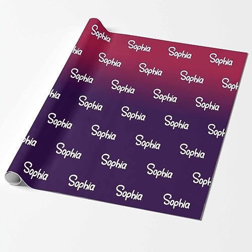 MyPupSocks Customized Name Gift Wrapping Paper, Personalized Gradient Red And Black Gift Wrap Paper with Logo Custom Funny Wrapping Paper Roll for Men Women Christmas 58x23 Inches 3 Rolls - Image 2