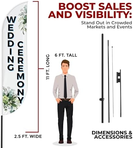 Wedding Ceremony Sign feather flag Pole Kit for Outdoor by Mavis Printing|15 FEET Long Polyester Outdoor Banner Flag Easy Hang|HD Print Swooper Flag Pole Mount to Celebrate Wedding Ceremony - Image 3