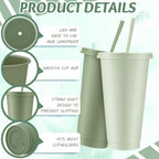 Skylety 36 Pcs Sage Green Plastic Cups with Lids and Straws 24 oz - Image 3