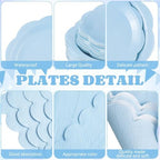 Funnymoom 452 Pcs Light Blue Party Supplies for 50 Guests, Baby Blue Scalloped Paper Plates Napkins Cups Plastic Tablecloth Cutlery Straws for Baby Bridal Shower, Birthday Wedding Party Decoration - Image 3