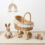 Vintage Wicker Baby Carriage Centerpiece with White Lace Trim (L Wicker Carriage a) - Image 5