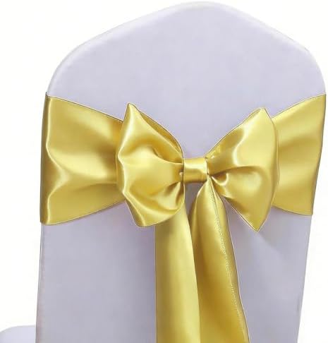 Satin Gold Chair Sashes 50 Pack, Light Gold Chairs Ribbons Ties 7x108 Inch for Party Wedding Birthday Christmas Decoration - Image 7