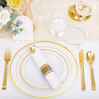 DaYammi 210PCS Gold Plastic Dinnerware Set for 30 Guests - Image 3